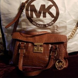 Brown Croc embossed MK handbag